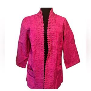 Chico's Fuchsia Textured Cardigan jacket NWOT size 1